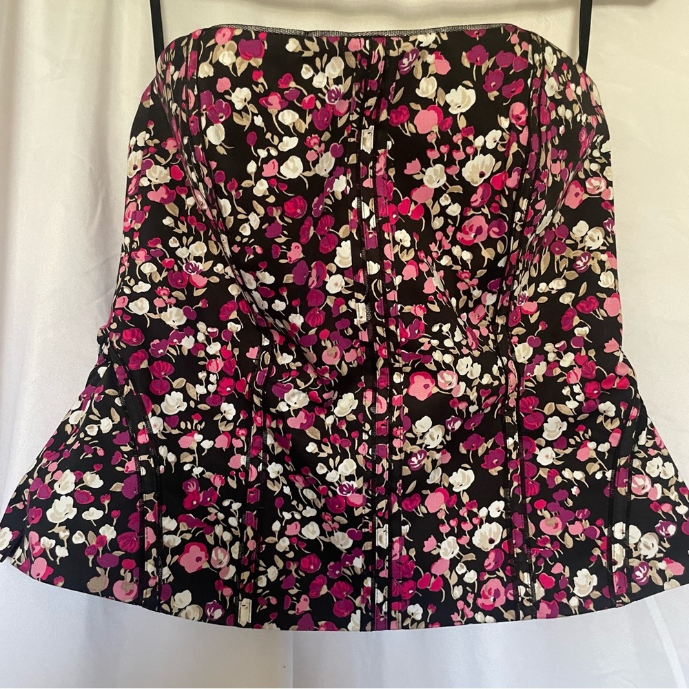 White House Black Market floral corset blouse